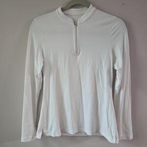 White Long Sleeve Quarter-Zip Top